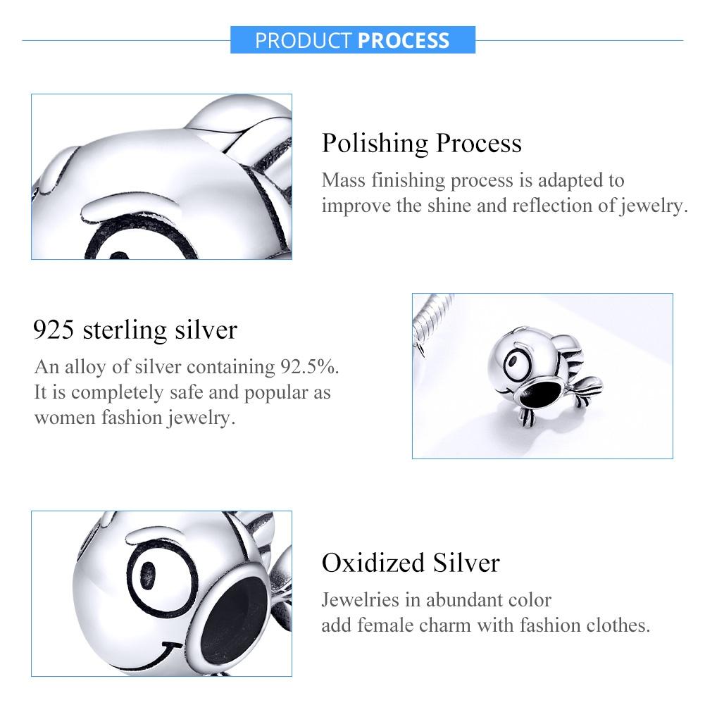 925 Sterling Silver Simple Fish Bead Bracelet / Necklace Accessory 4