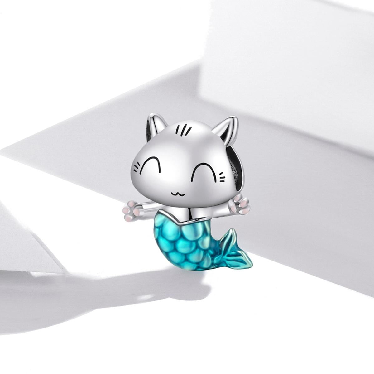 925 Sterling Silver Cat Mermaid Beads For Diy Bracelets & Necklaces 3