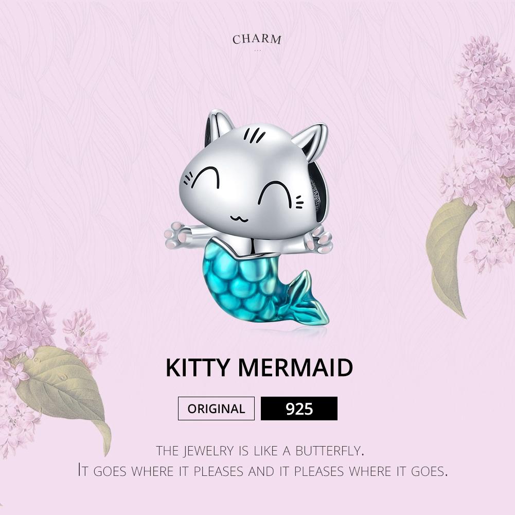 925 Sterling Silver Cat Mermaid Beads For Diy Bracelets & Necklaces 4