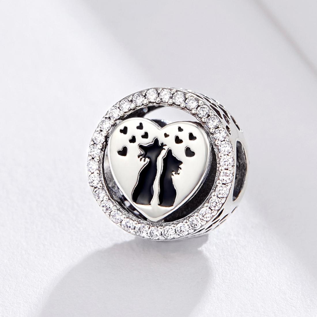 925 Sterling Silver Love Cat Heart Beads For Diy Bracelets & Necklaces 3