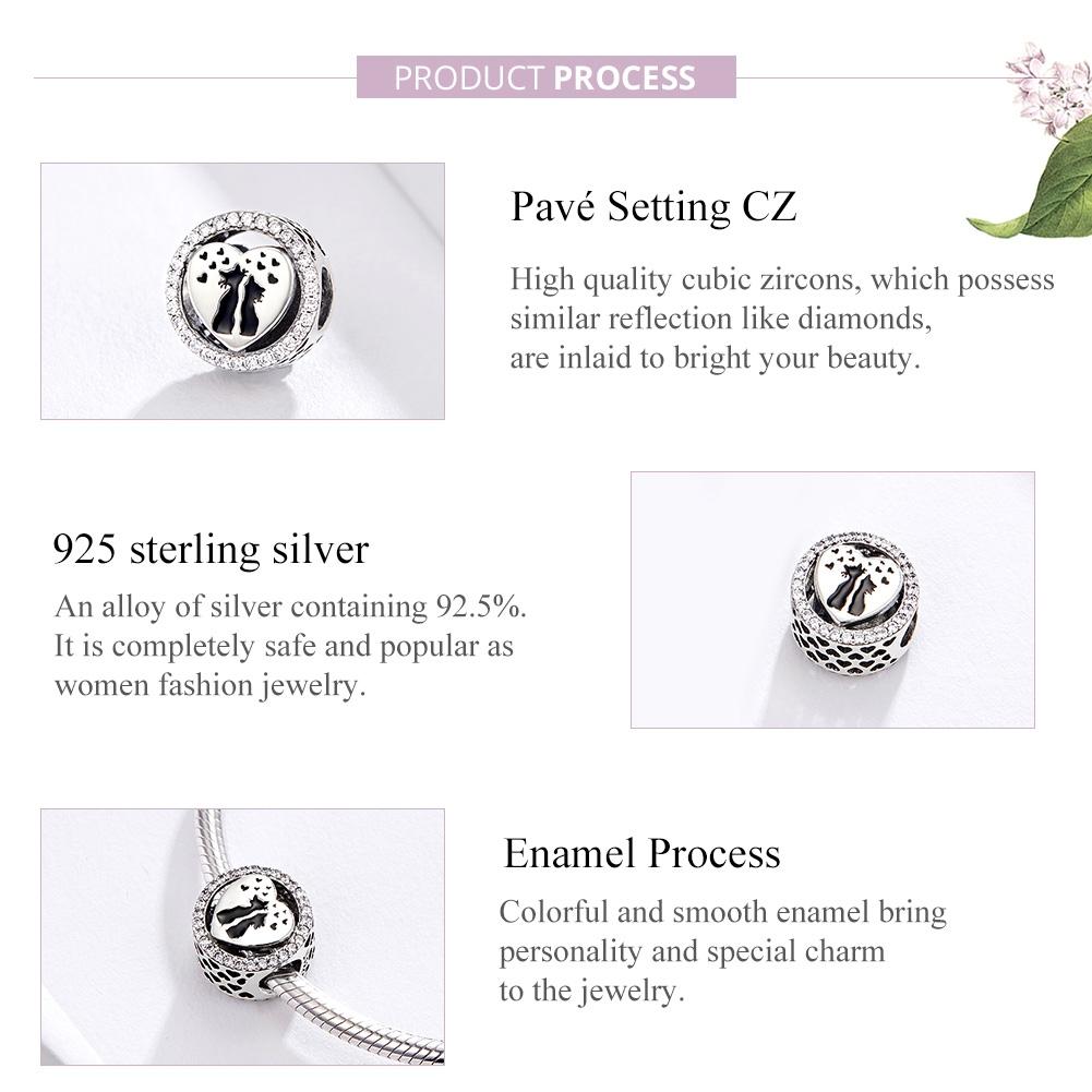 925 Sterling Silver Love Cat Heart Beads For Diy Bracelets & Necklaces 5