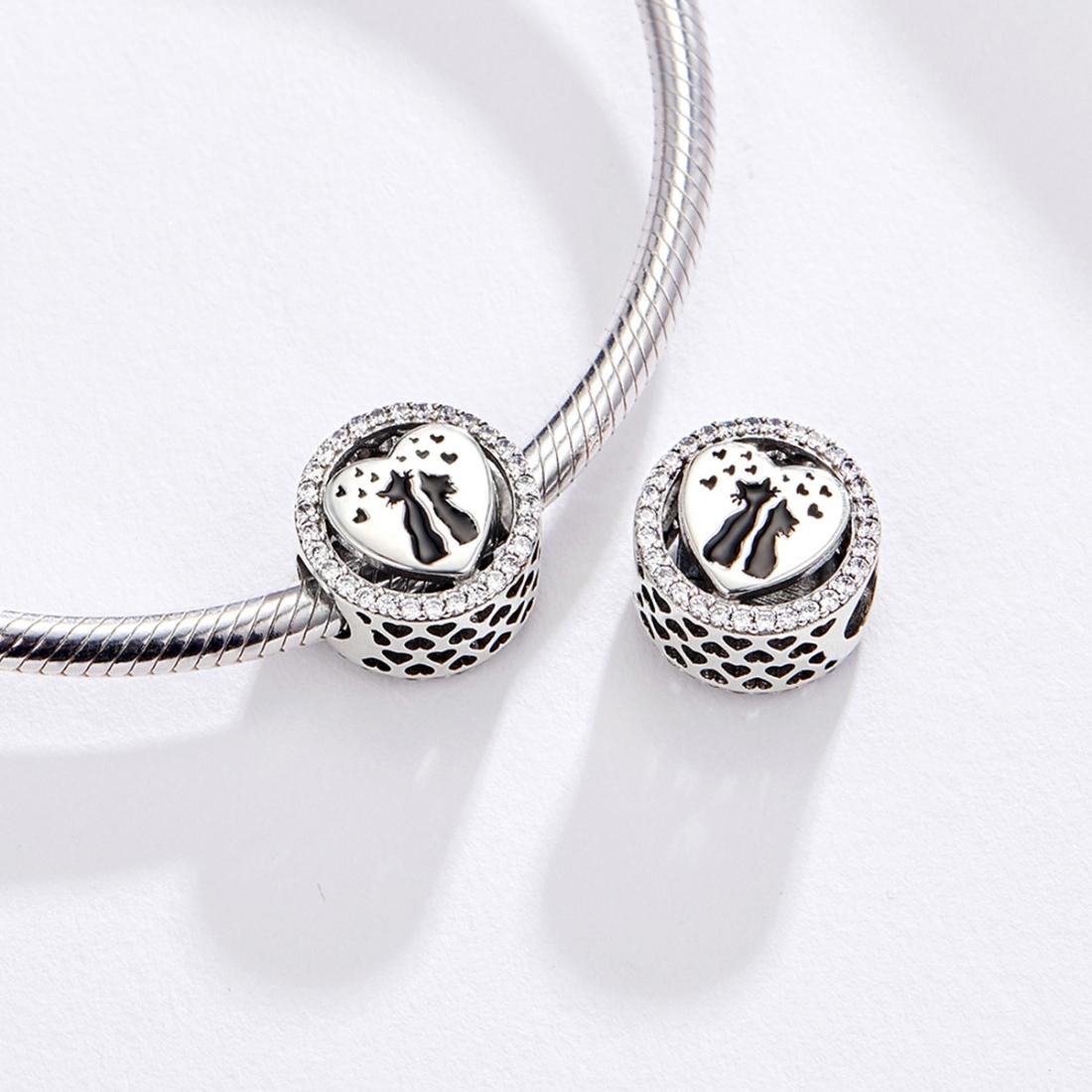 925 Sterling Silver Love Cat Heart Beads For Diy Bracelets & Necklaces 6
