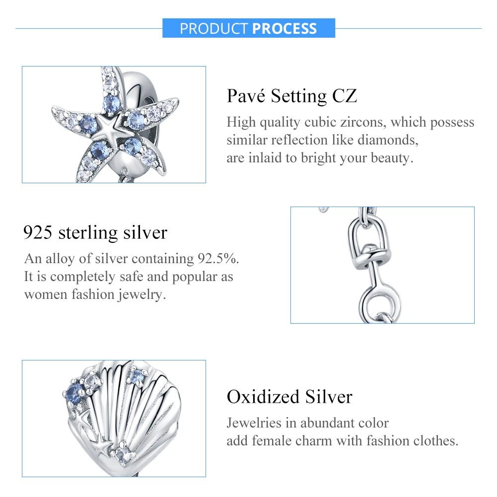 925 Sterling Silver Starfish Shell Safety Chain For Diy Bracelets 4