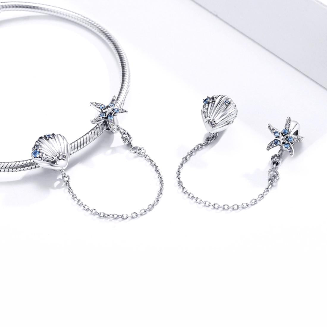 925 Sterling Silver Starfish Shell Safety Chain For Diy Bracelets 6