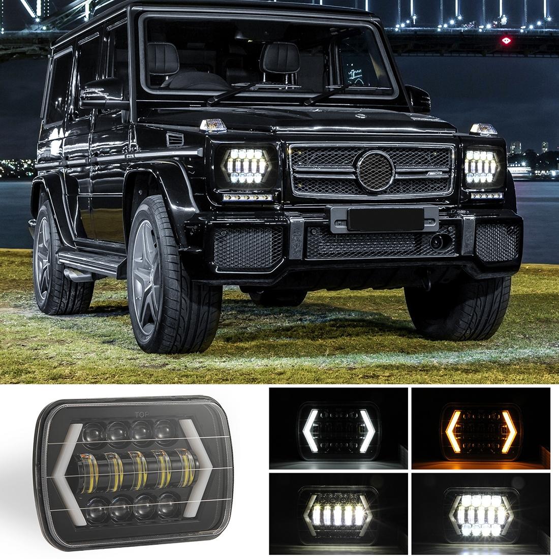 7 Inch H4 Dc 9V - 30V 3000Lm 6000K 30W Ip67 8Led Lamp Beads Car Square Shape Led Headlight Lamps For Jeep Wrangler 3
