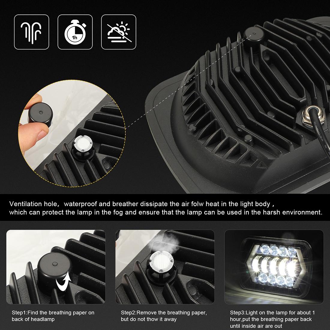 7 Inch H4 Dc 9V - 30V 3000Lm 6000K 30W Ip67 8Led Lamp Beads Car Square Shape Led Headlight Lamps For Jeep Wrangler 5