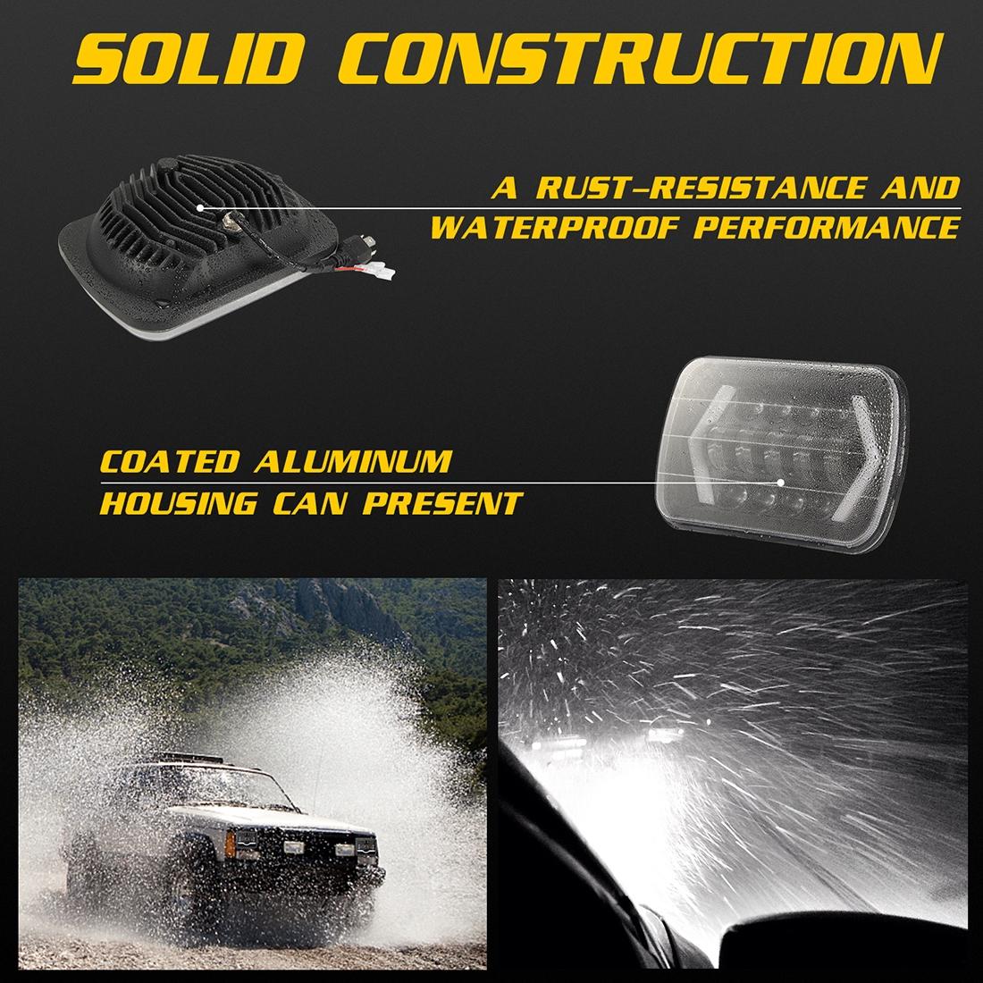 7 Inch H4 Dc 9V - 30V 3000Lm 6000K 30W Ip67 8Led Lamp Beads Car Square Shape Led Headlight Lamps For Jeep Wrangler 7