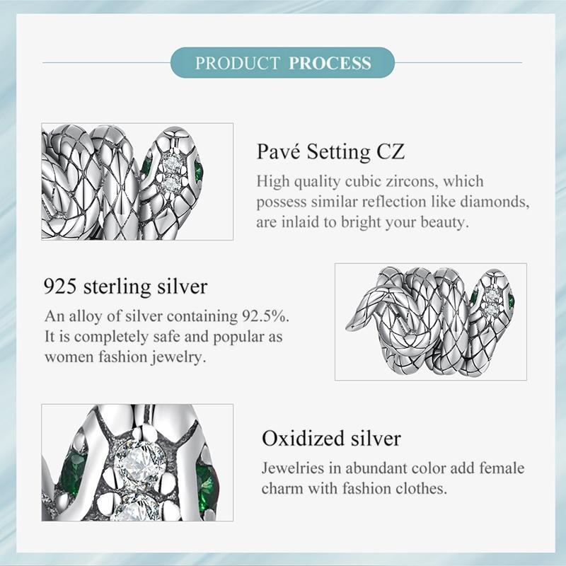 925 Sterling Silver Coiled Snake Pendant For Diy Bracelets 4