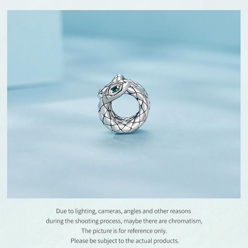 925 Sterling Silver Coiled Snake Pendant For Diy Bracelets 6