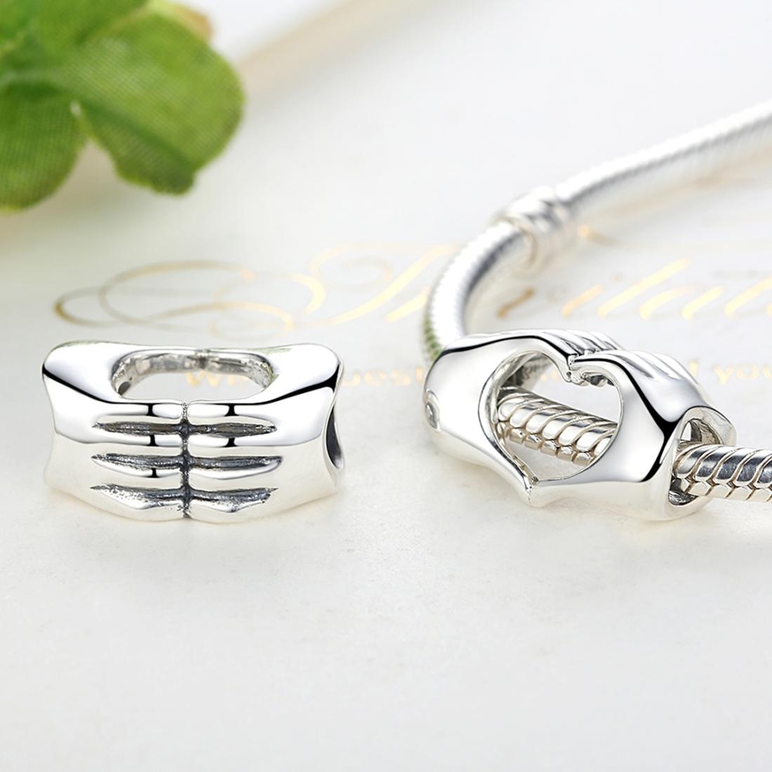 925 Sterling Silver Hand In Hand Bracelet Beads Diy 5