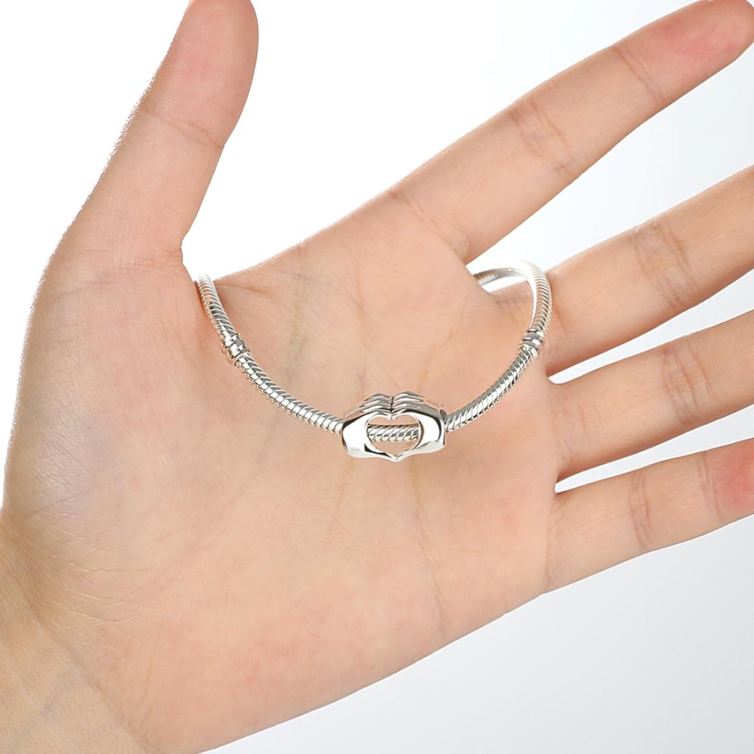 925 Sterling Silver Hand In Hand Bracelet Beads Diy 6