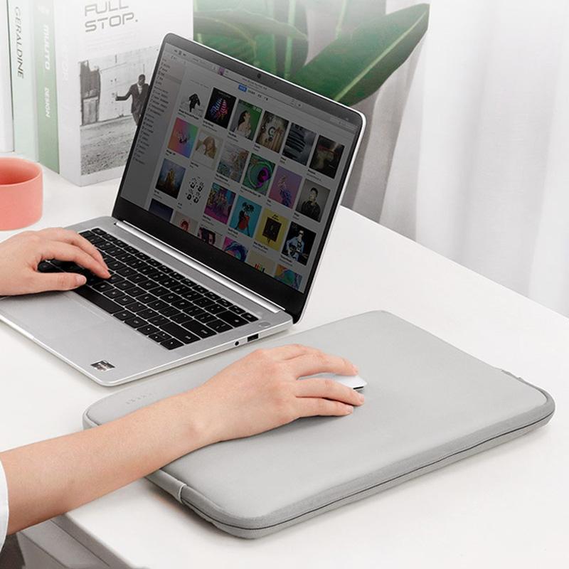 11 / 12 Inch Double-Layer Leather Laptop Bag - Gray 6