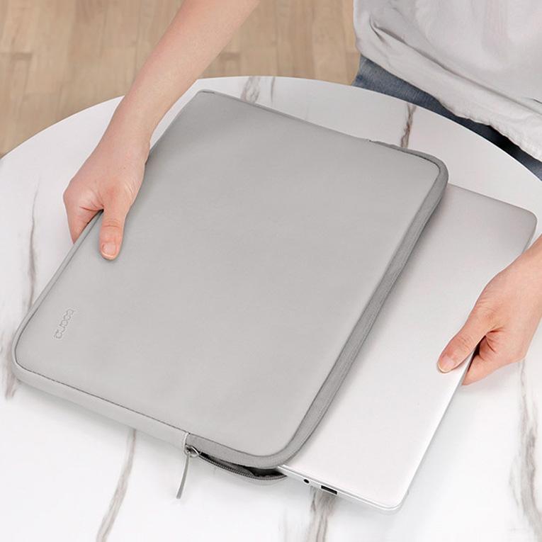 11 / 12 Inch Double-Layer Leather Laptop Bag - Gray 7