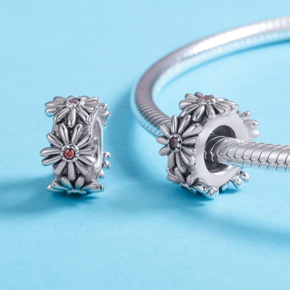 925 Sterling Silver Daisy Wreath Beads For Diy Bracelets & Necklaces 7