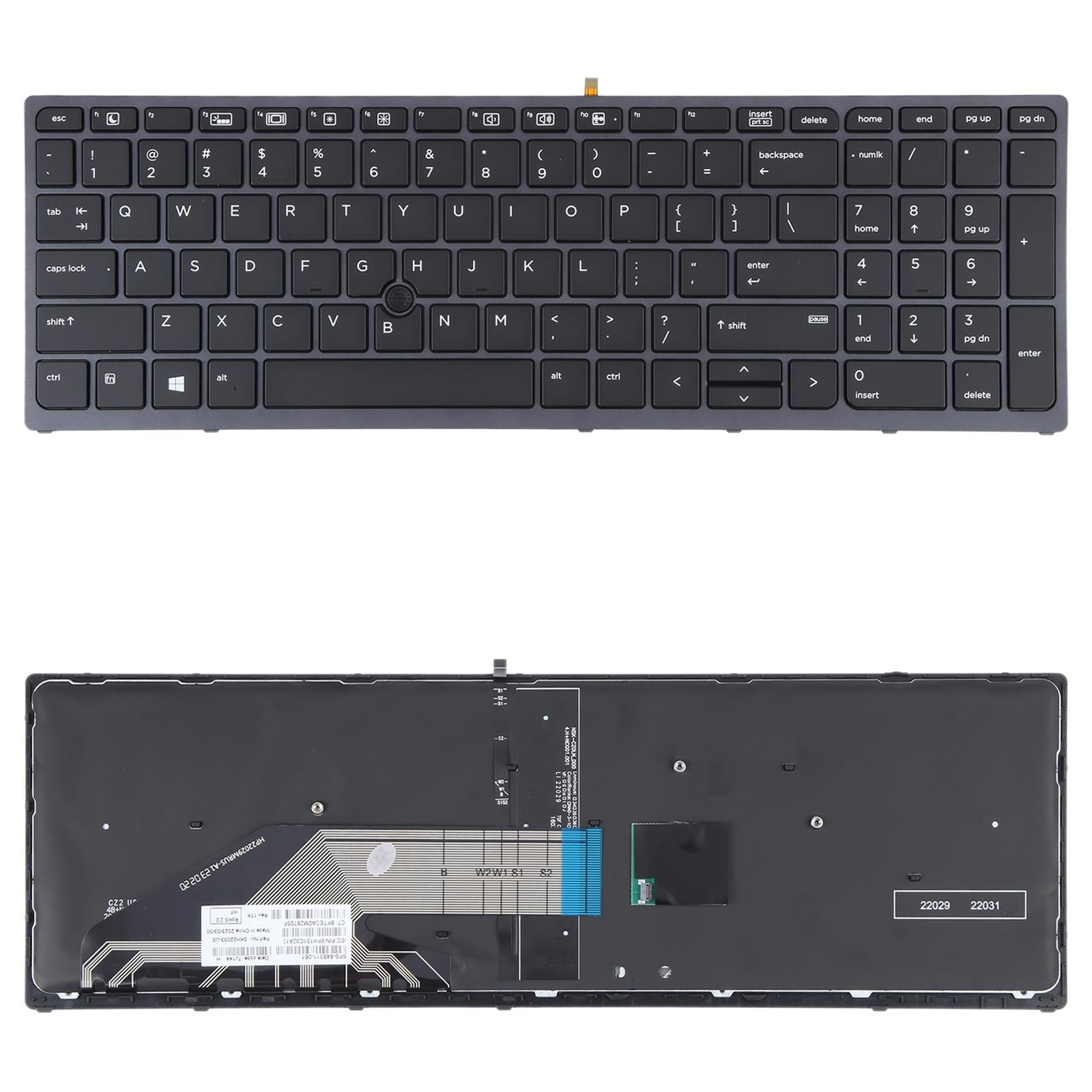 Hp Zbook 15 / 17 G3 us Keyboard with Backlight and Pointing - Black
