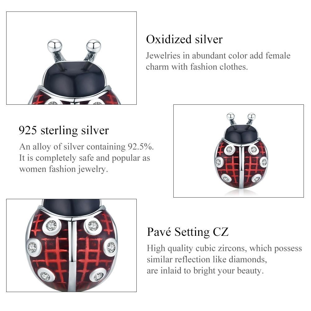 925 Sterling Silver Ladybug Pendant For Diy Bracelets 5