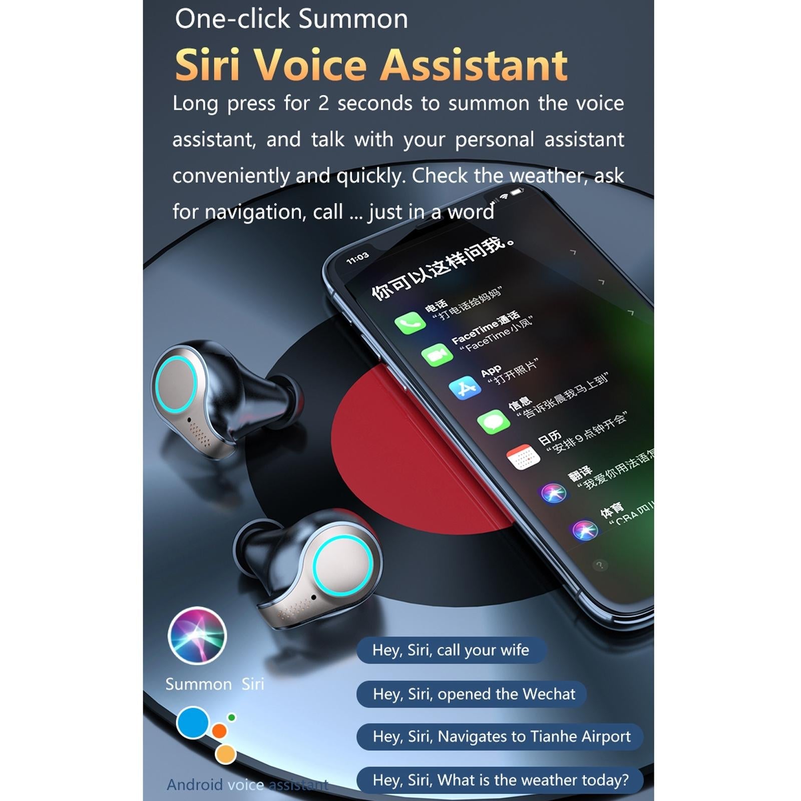 Waterproof Wireless Bluetooth 5.0 Earphones with Charging Box and Led Display 6