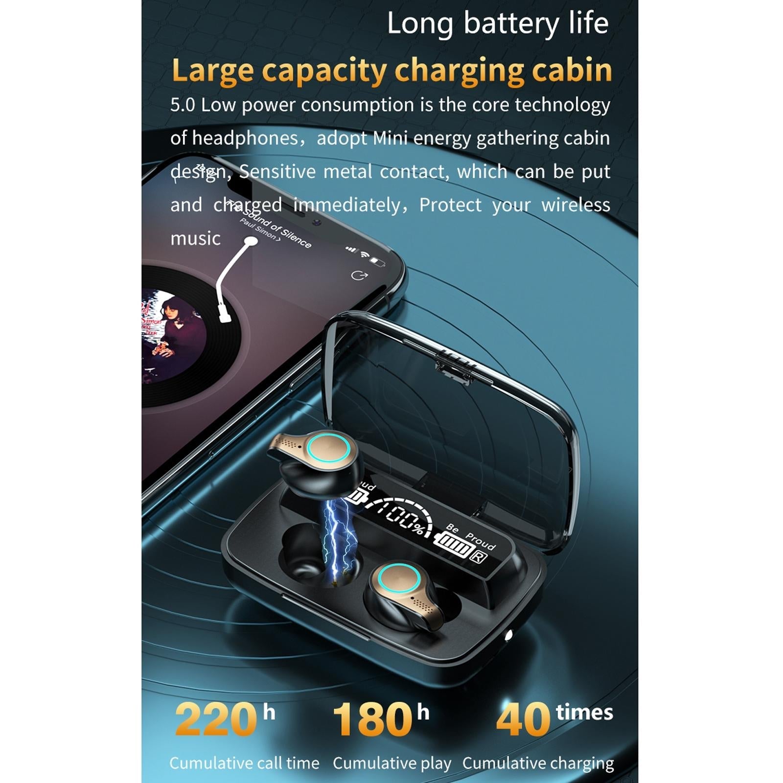Waterproof Wireless Bluetooth 5.0 Earphones with Charging Box and Led Display 9