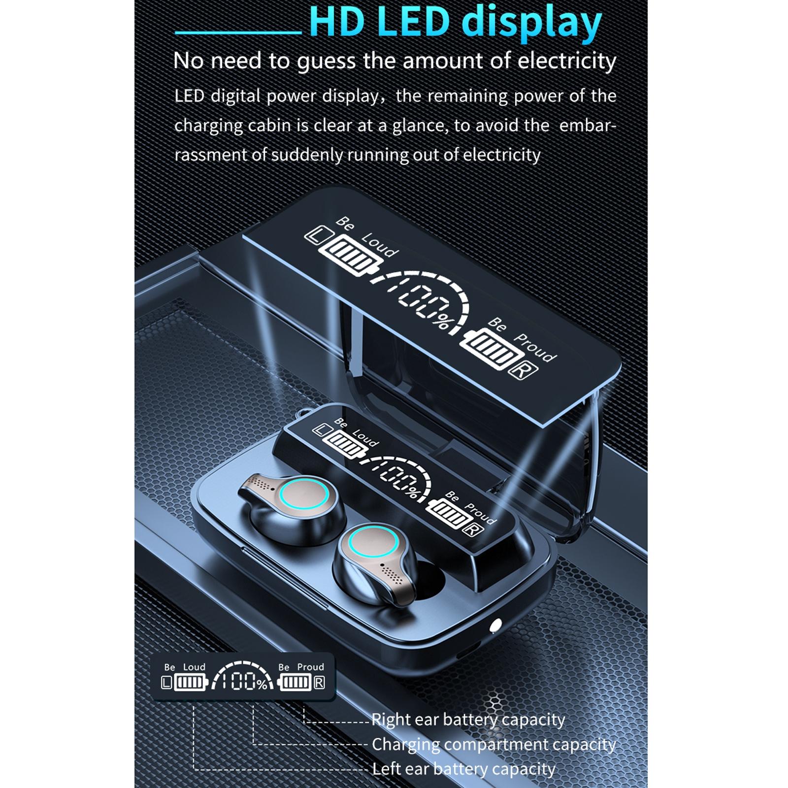 Waterproof Wireless Bluetooth 5.0 Earphones with Charging Box and Led Display 12