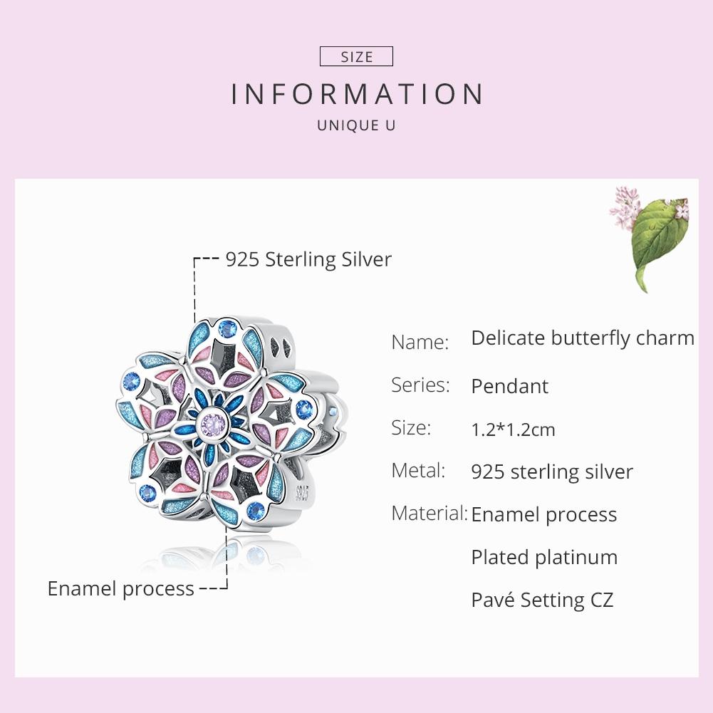925 Sterling Silver Delicate Butterfly Bead For Bracelet / Necklace 4