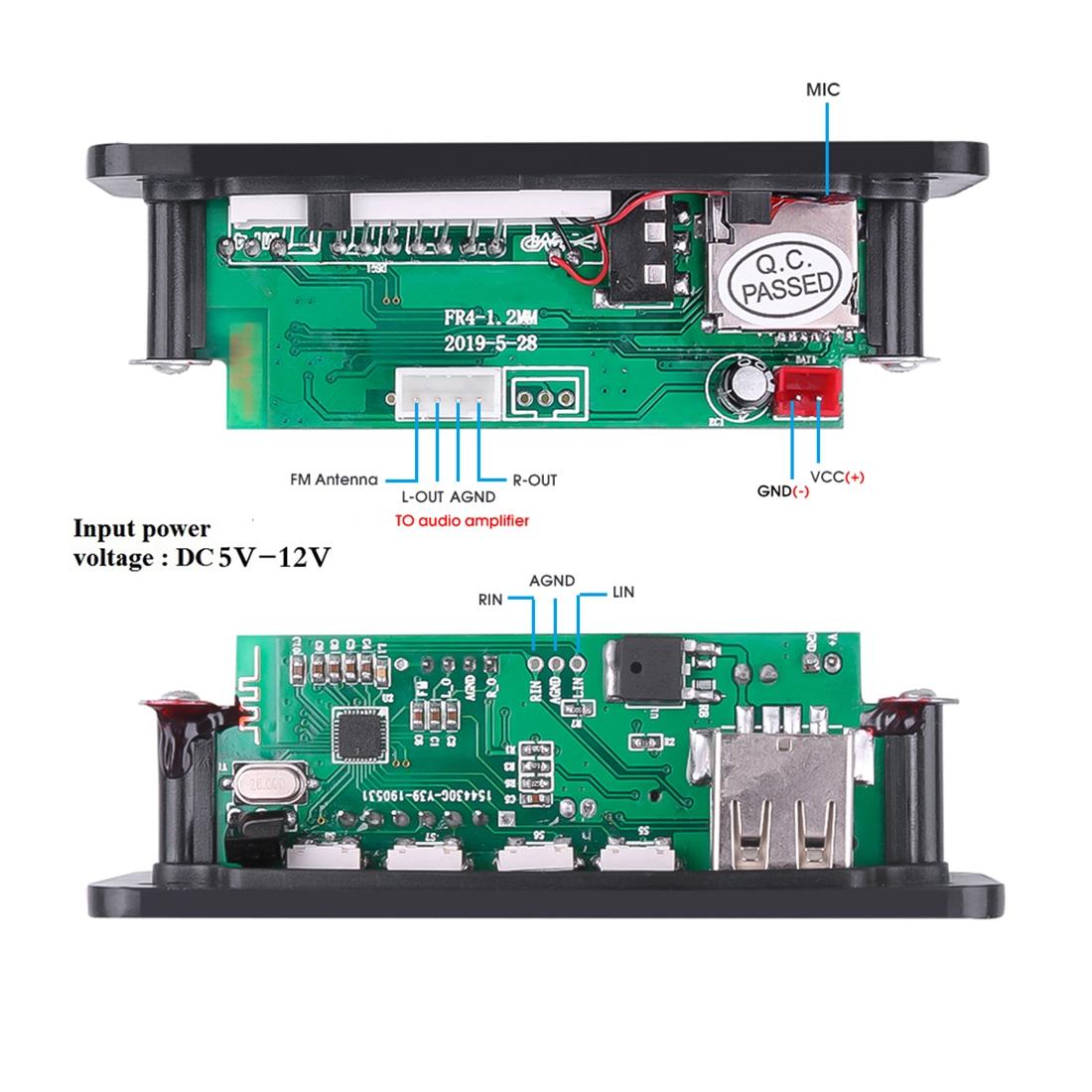 12V Car Mp3 Player Board With Fm Radio Bluetooth Recording & Remote 6