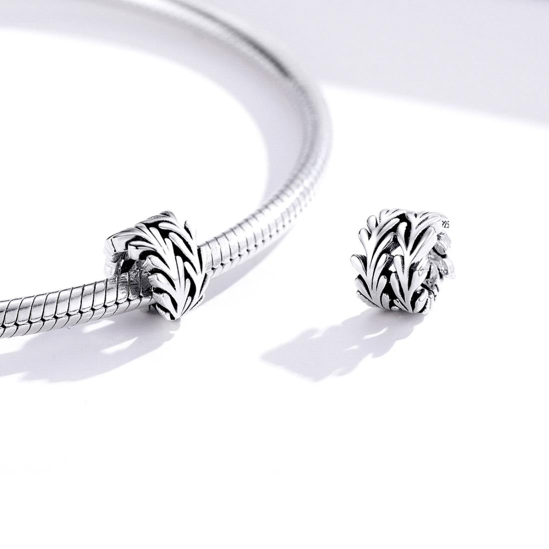 925 Sterling Silver Simple Seaweed Bead Bracelet / Necklace Set 7