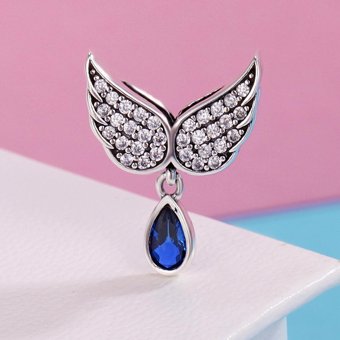 925 Sterling Silver Blue Wing Drop Beads For Diy Bracelets 3