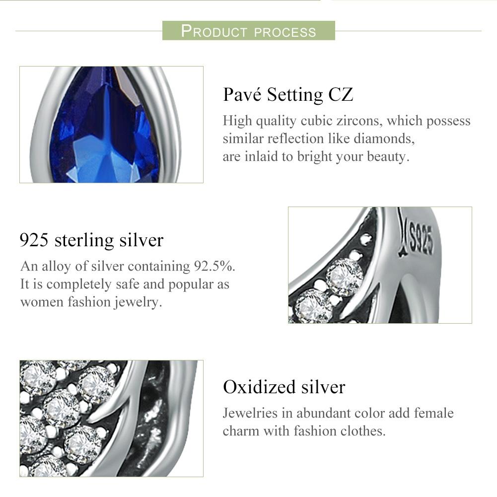 925 Sterling Silver Blue Wing Drop Beads For Diy Bracelets 5