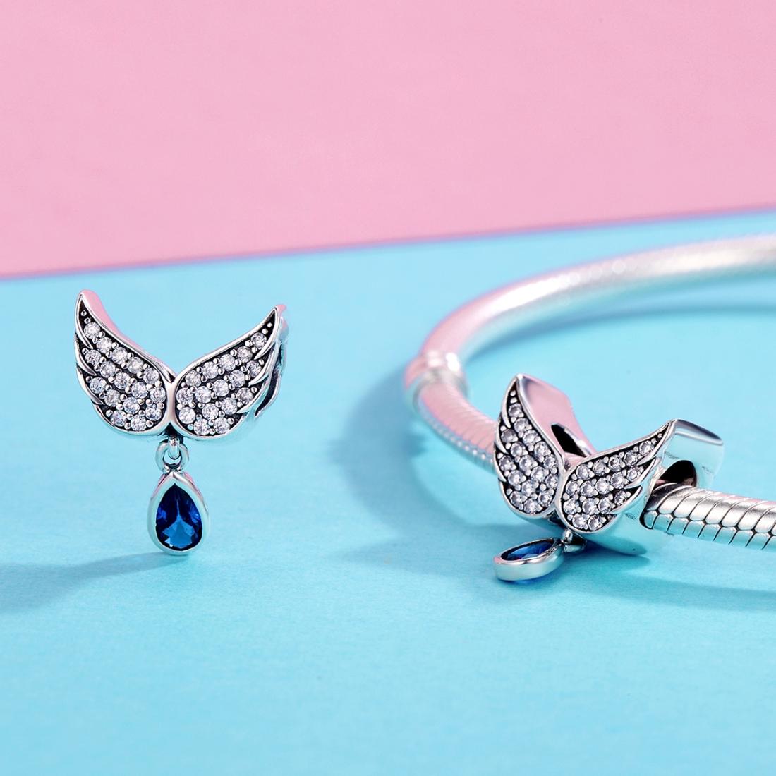 925 Sterling Silver Blue Wing Drop Beads For Diy Bracelets 6