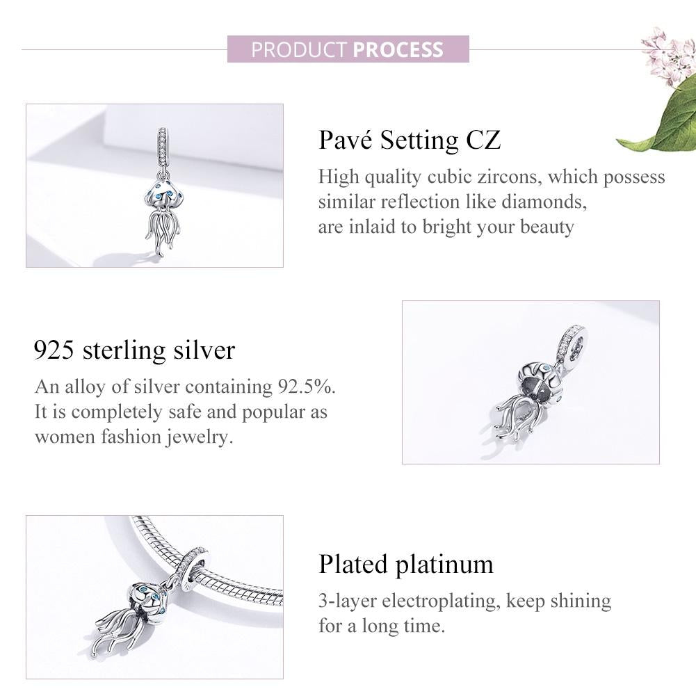 925 Sterling Silver Jellyfish Pendant For Bracelets & Necklaces 5