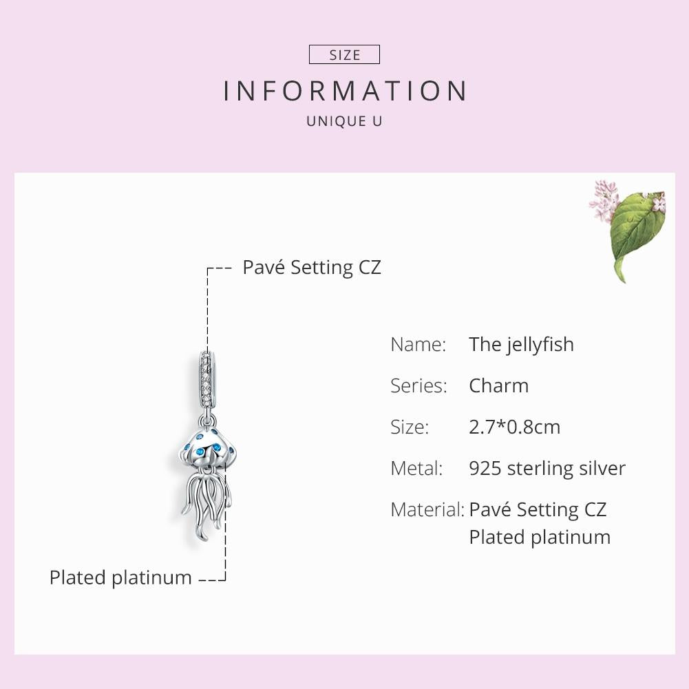 925 Sterling Silver Jellyfish Pendant For Bracelets & Necklaces 6