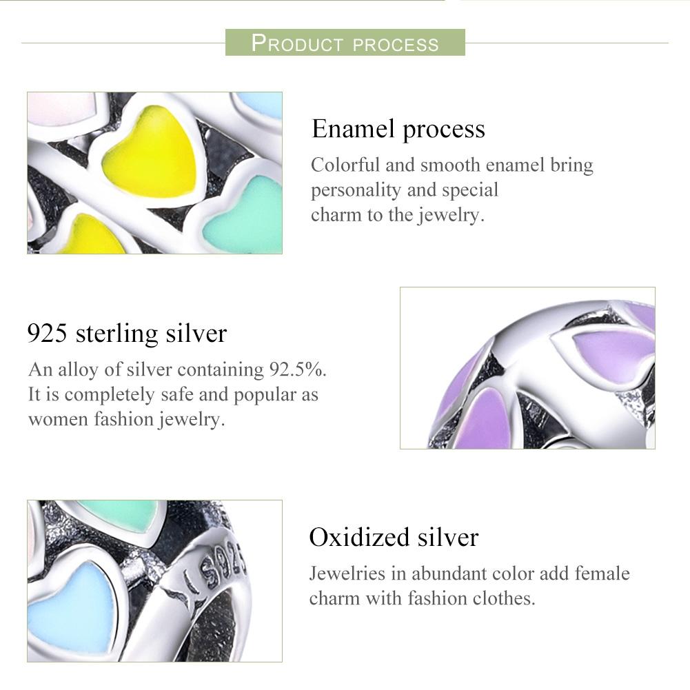 925 Sterling Silver Diy Bracelet Accessory Heart Shaped Oil Drop Beads 5