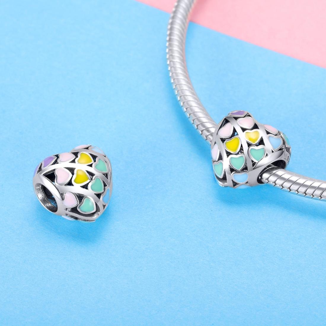 925 Sterling Silver Diy Bracelet Accessory Heart Shaped Oil Drop Beads 6