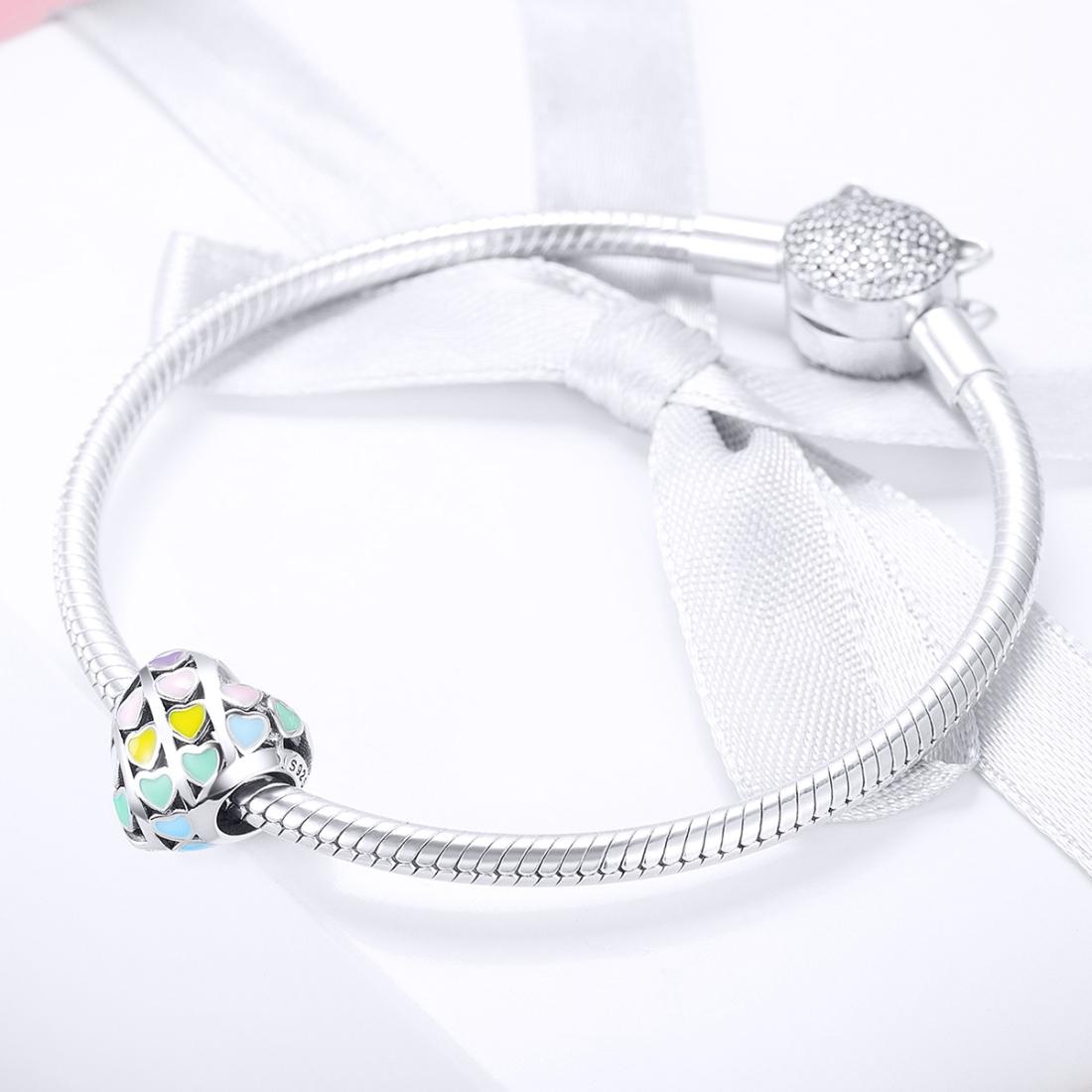 925 Sterling Silver Diy Bracelet Accessory Heart Shaped Oil Drop Beads 7