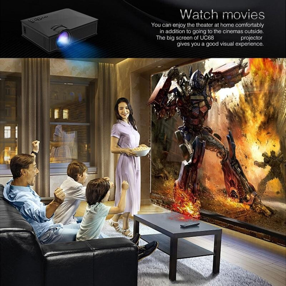 Home Theater Hd 1080P Led Projector - 80 Lumens Usb / Sd / Hdmi / Vga / Ir Support 8