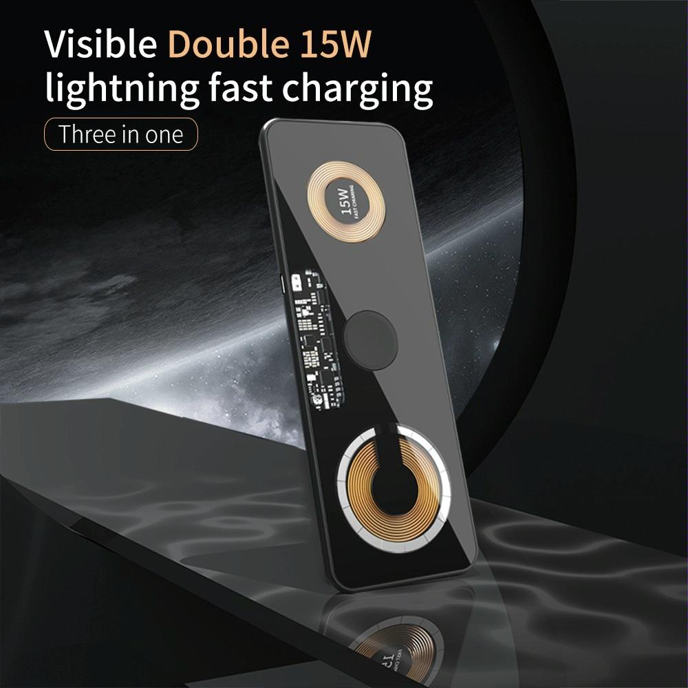15W Dual Fast Charging Pad For 3 In 1 Wireless Phones 3
