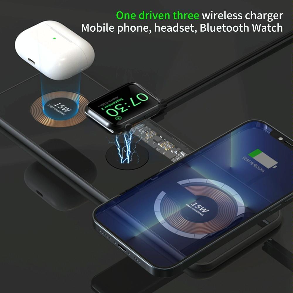 15W Dual Fast Charging Pad For 3 In 1 Wireless Phones 6
