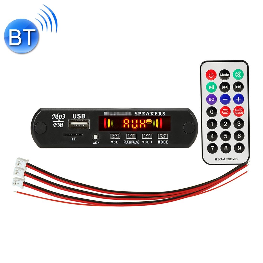 12V Car Mp3 Player Board With Fm Radio Bluetooth Recording Power Amp Remote - Usb / Tf / Aux 3
