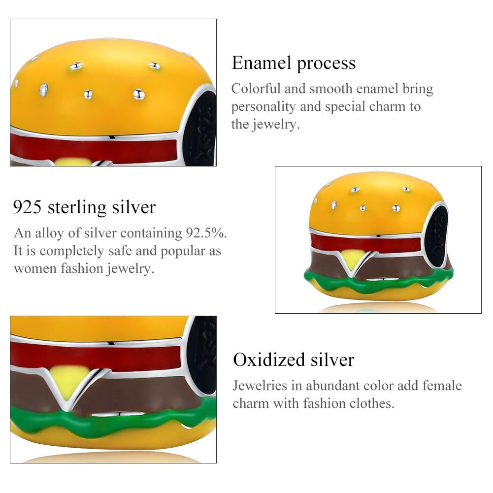 925 Sterling Silver Burger Bead For Diy Bracelet / Necklace 5