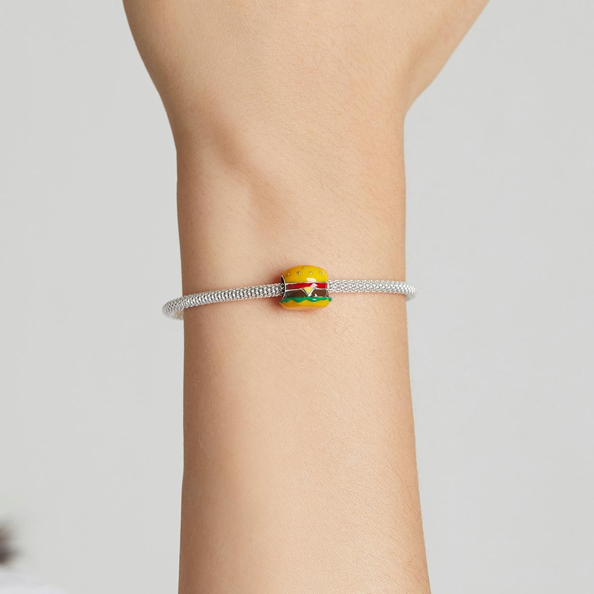 925 Sterling Silver Burger Bead For Diy Bracelet / Necklace 8