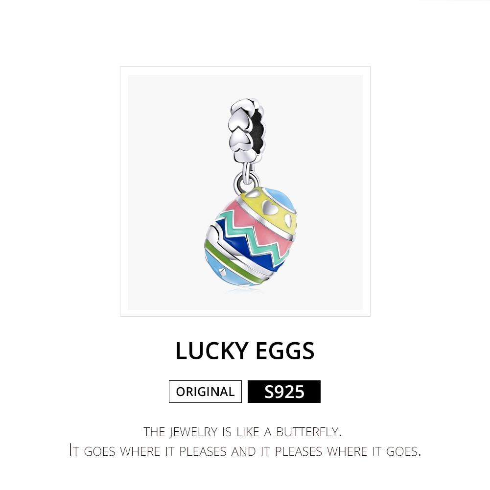 925 Sterling Silver Lucky Egg Pendant For Diy Bracelets & Necklaces 4