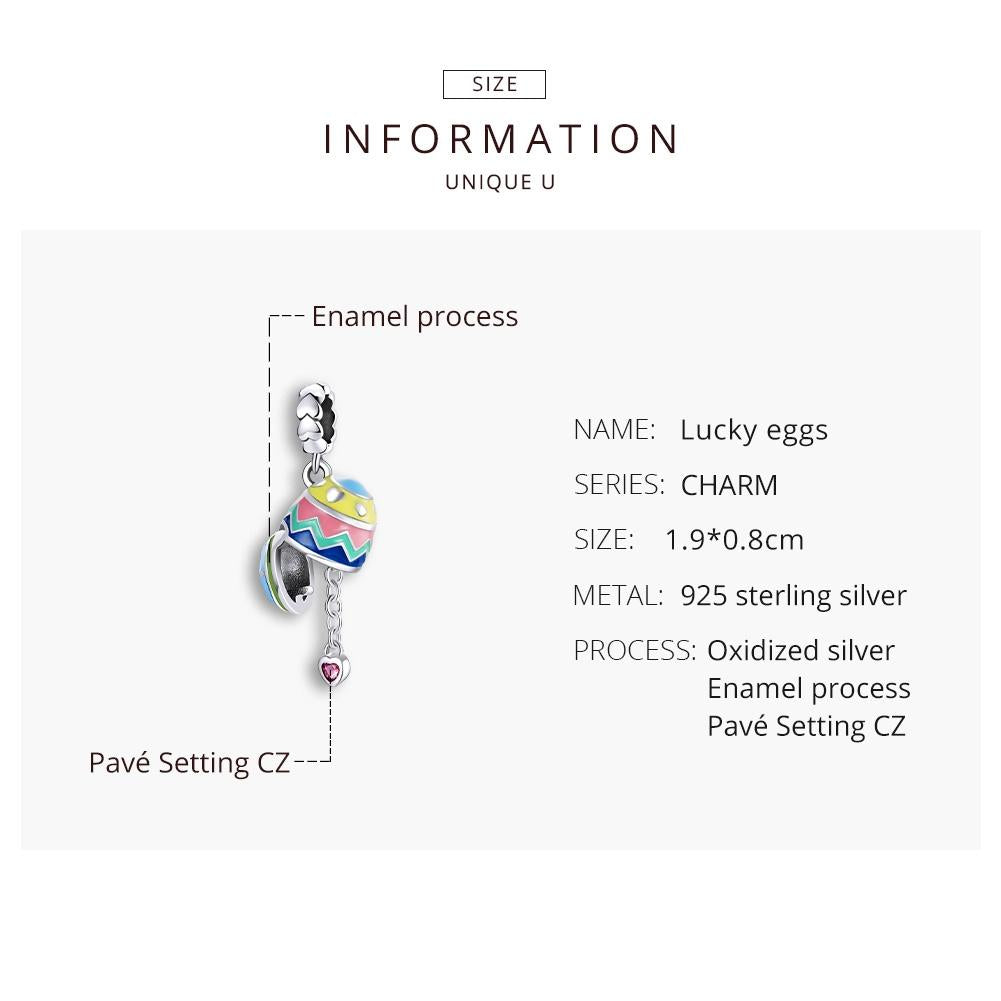 925 Sterling Silver Lucky Egg Pendant For Diy Bracelets & Necklaces 5