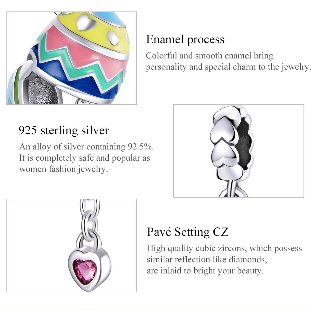 925 Sterling Silver Lucky Egg Pendant For Diy Bracelets & Necklaces 6