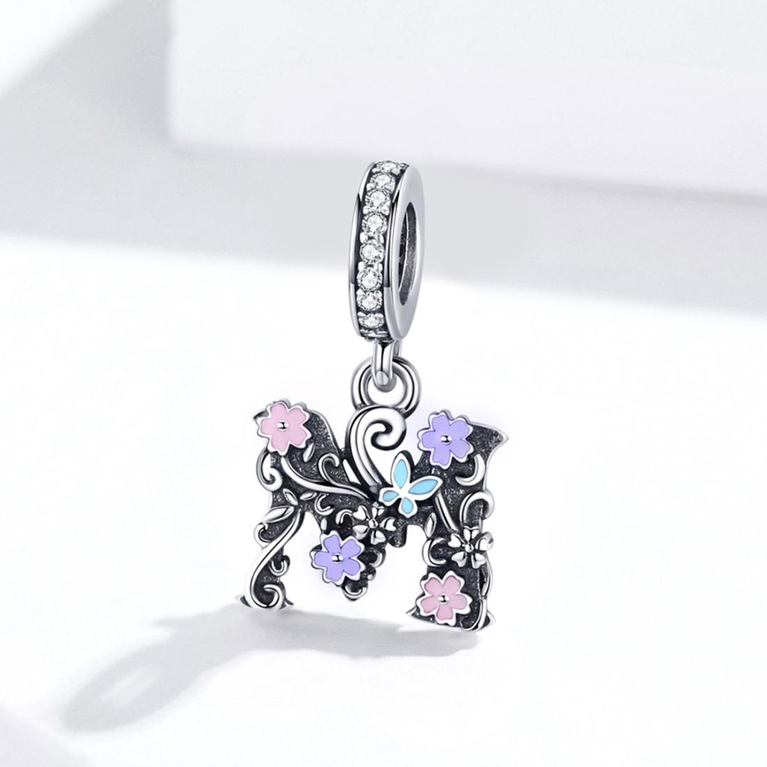 925 Sterling Silver Letter M Pendant For Diy Bracelets & Necklaces 3