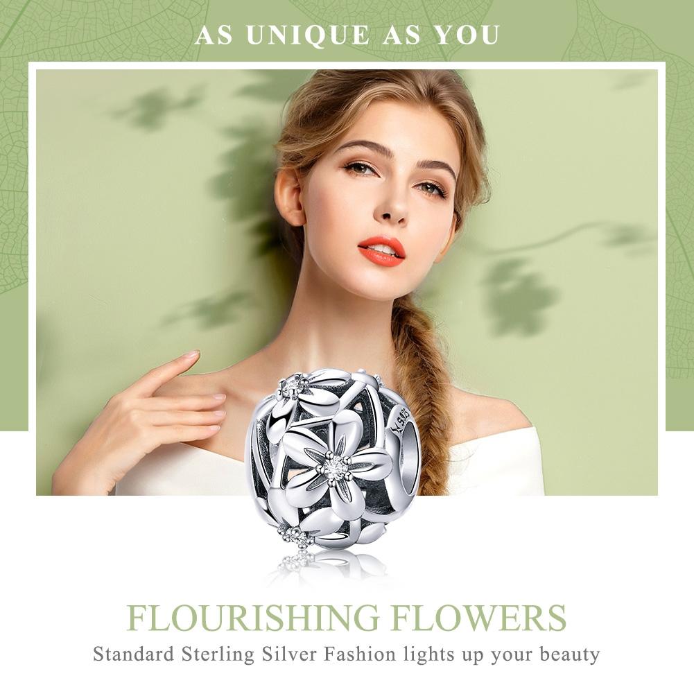925 Sterling Silver Flower Shaped Beads For Diy Bracelets 4