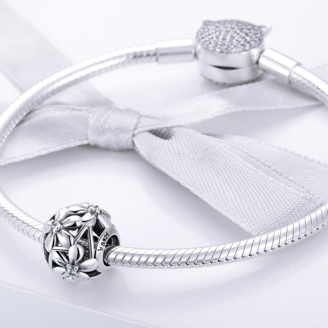 925 Sterling Silver Flower Shaped Beads For Diy Bracelets 7
