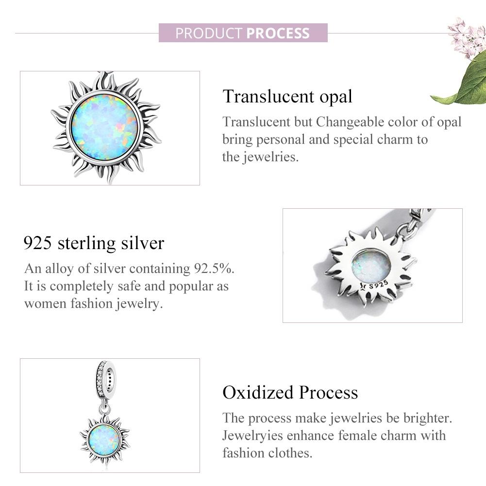 925 Sterling Silver Opal Sun Pendant For Diy Bracelets & Necklaces 5