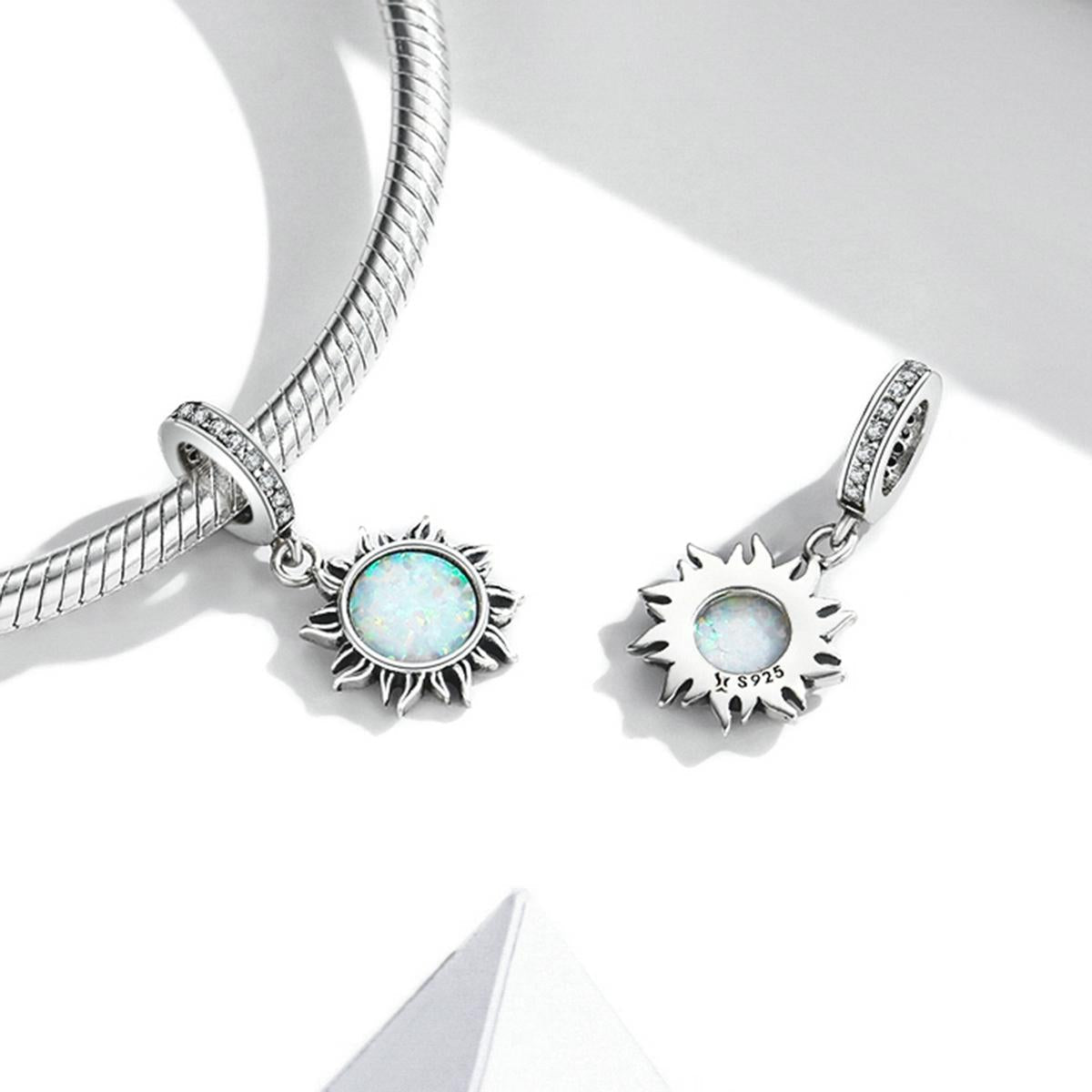 925 Sterling Silver Opal Sun Pendant For Diy Bracelets & Necklaces 6