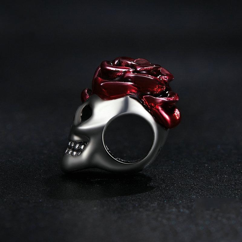 925 Sterling Silver Halloween Skull Bracelet With Rose And Pearl 4