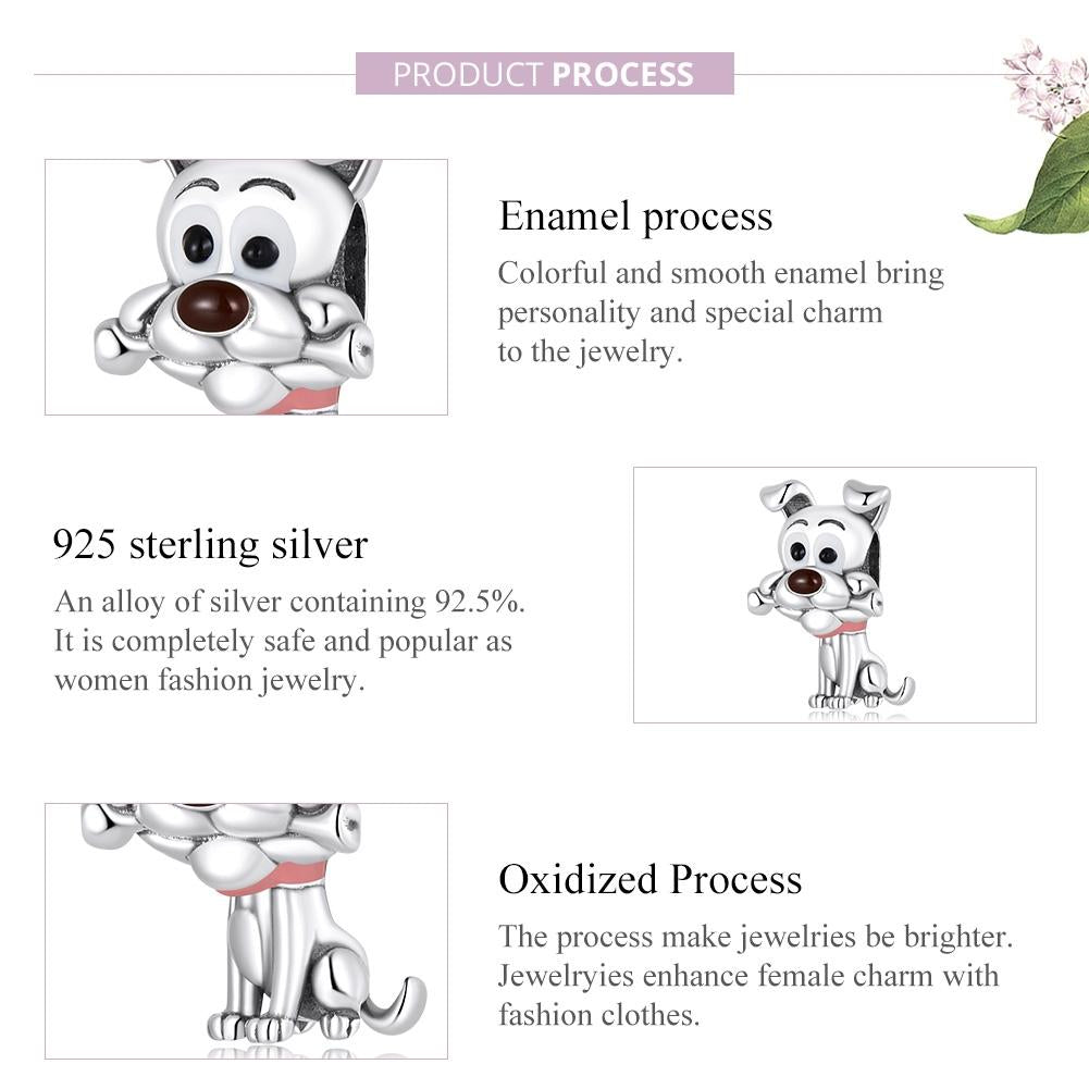 925 Sterling Silver Dog Beads For Diy Bracelets & Necklaces 4
